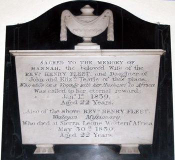 Fleet memorial on the south aisle west wall December 2008